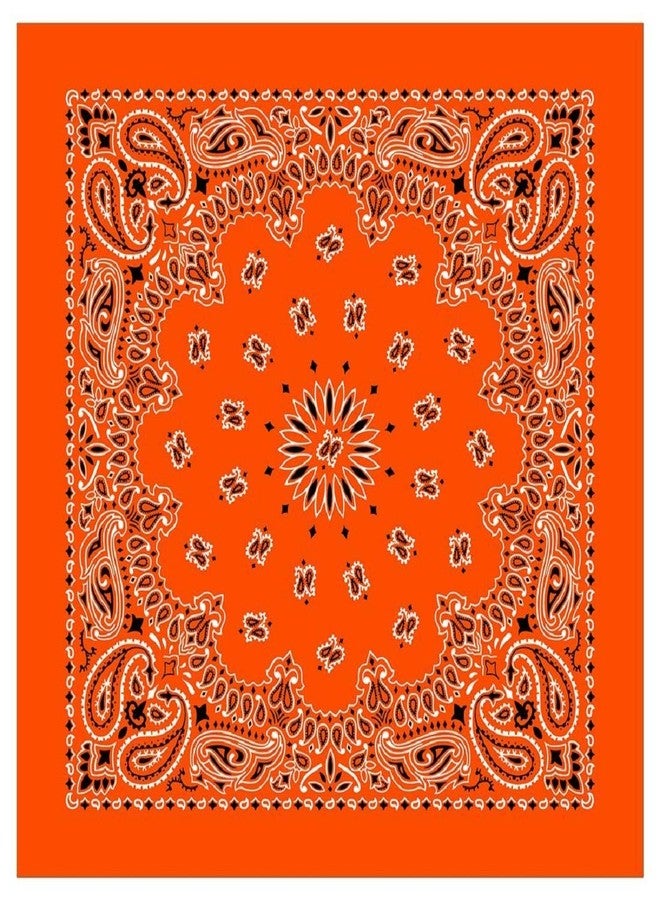 BISMAADH Unisex Cotton Paisley Printed Bandanas (Orange Free Size)